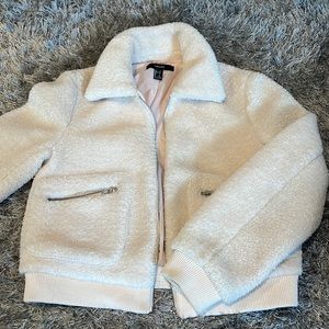 Fuzzy bomber jacket